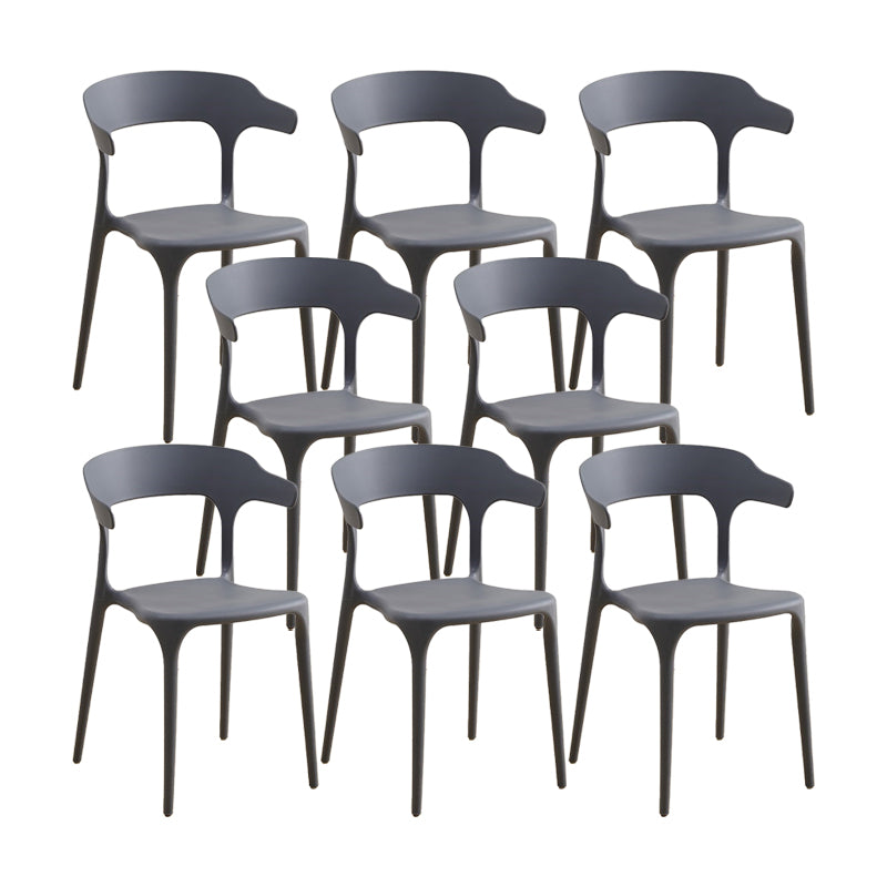 Scandinavian Coffee Shop Stacking Arm Chair Matte Finish Plastic Dining Chair