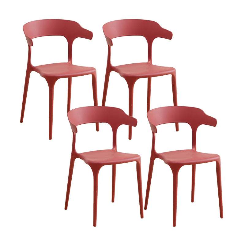 Scandinavian Coffee Shop Stacking Arm Chair Matte Finish Plastic Dining Chair