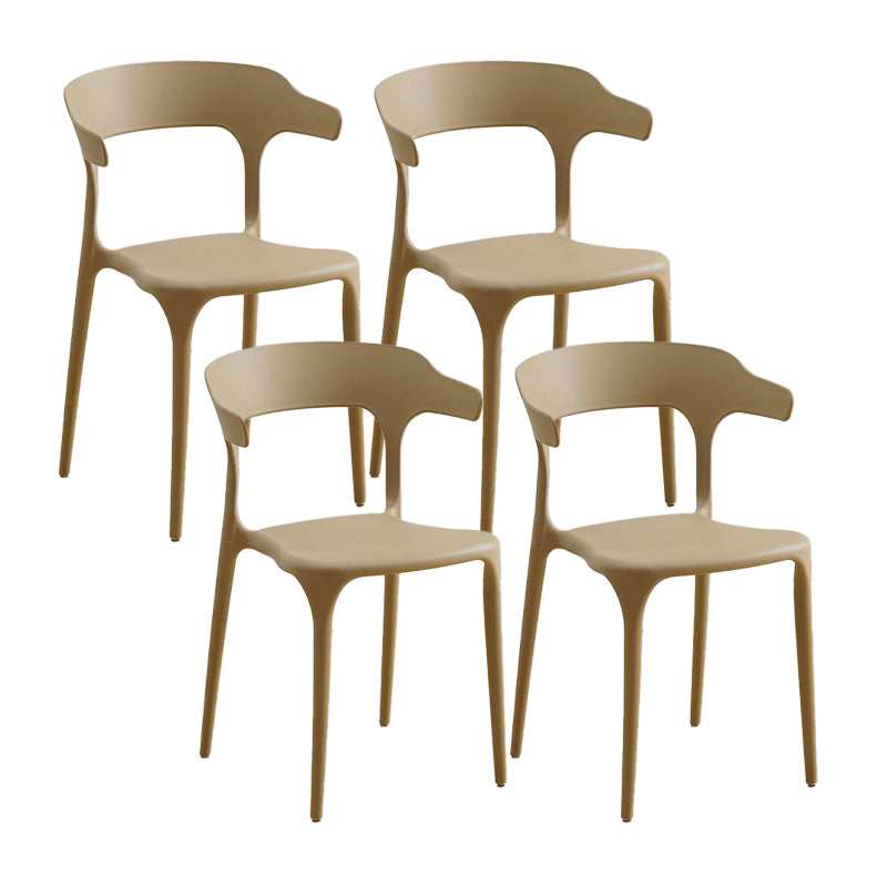 Scandinavian Coffee Shop Stacking Arm Chair Matte Finish Plastic Dining Chair