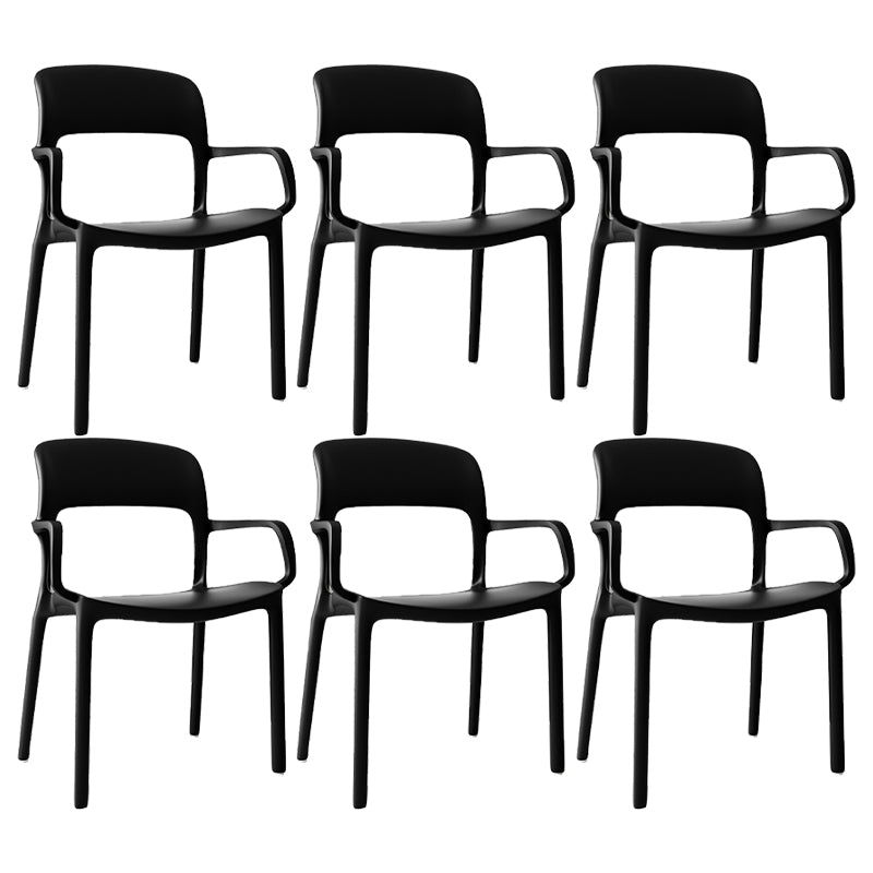 Scandinavian Study Room Open Arm Chair Matte Finish Plastic Dining Chair