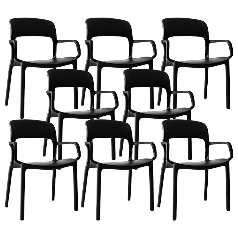 Scandinavian Study Room Open Arm Chair Matte Finish Plastic Dining Chair