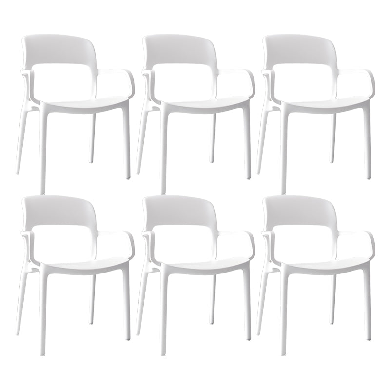 Scandinavian Study Room Open Arm Chair Matte Finish Plastic Dining Chair