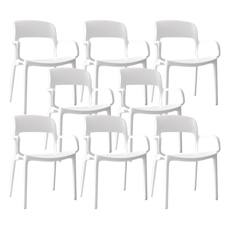 Scandinavian Study Room Open Arm Chair Matte Finish Plastic Dining Chair