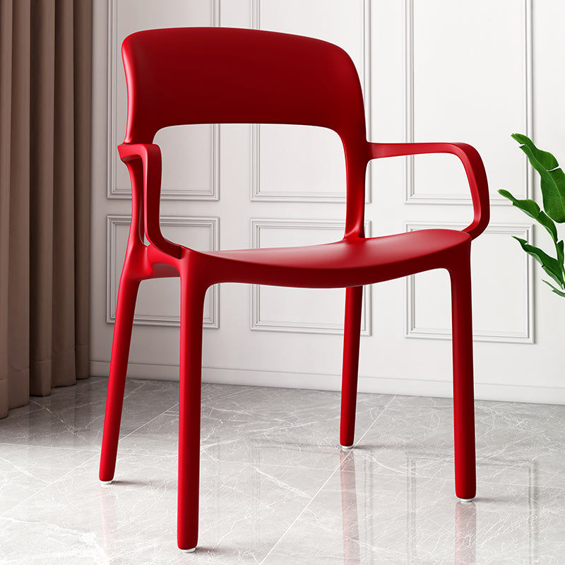 Scandinavian Study Room Open Arm Chair Matte Finish Plastic Dining Chair