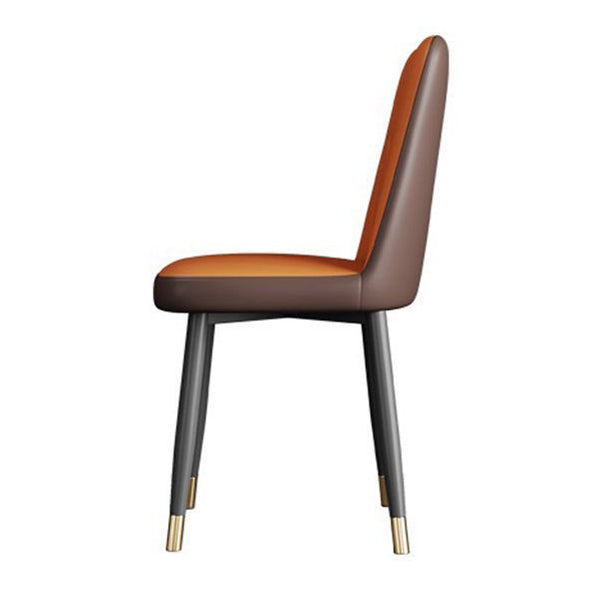 Modern Matte Finish PU Leather Side Chair Solid Back Home Dining Chair