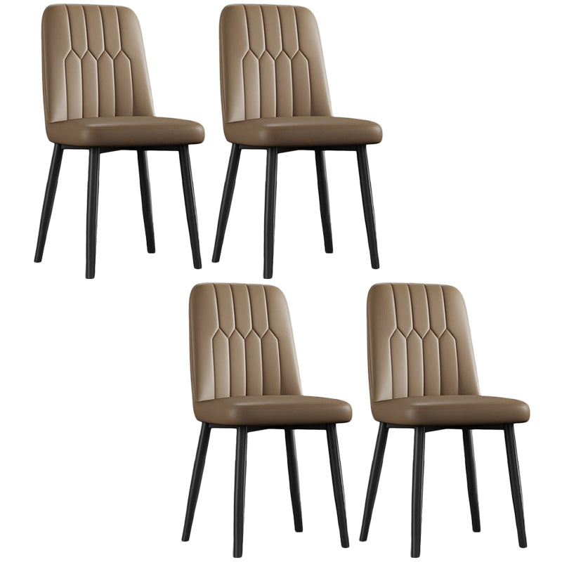 Modern Matte Finish PU Leather Side Chair Solid Back Home Dining Chair