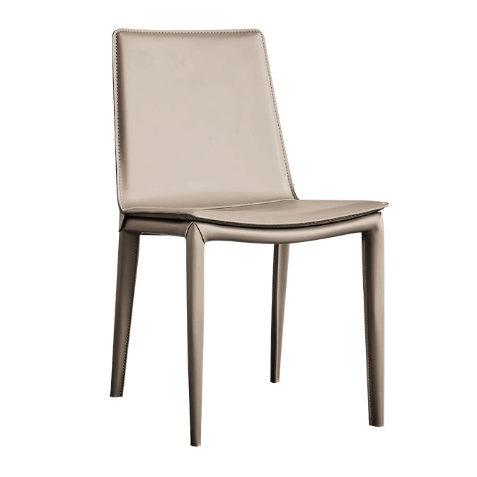 Designer Style Matte Finish Leather Side Chair Solid Back Home Dining Chair