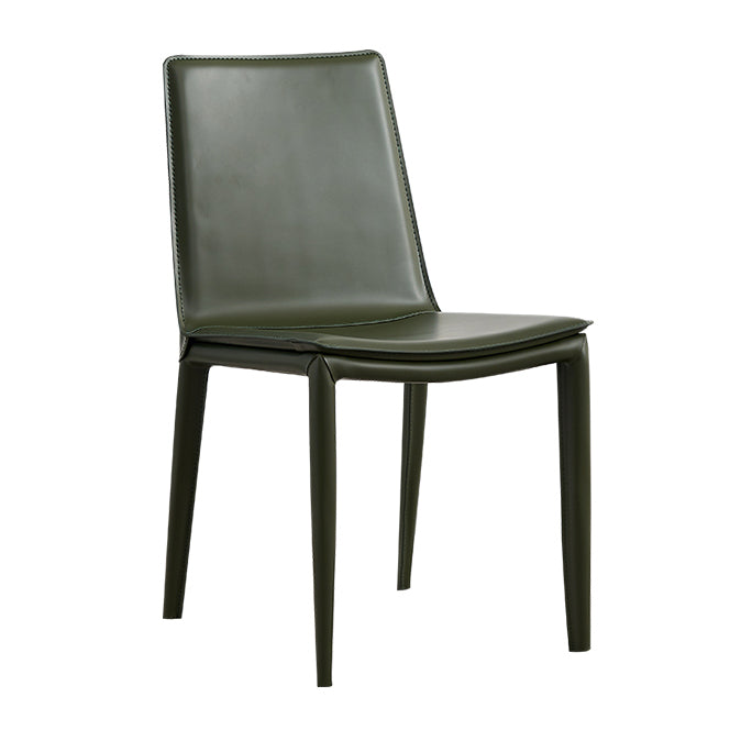 Designer Style Matte Finish Leather Side Chair Solid Back Home Dining Chair