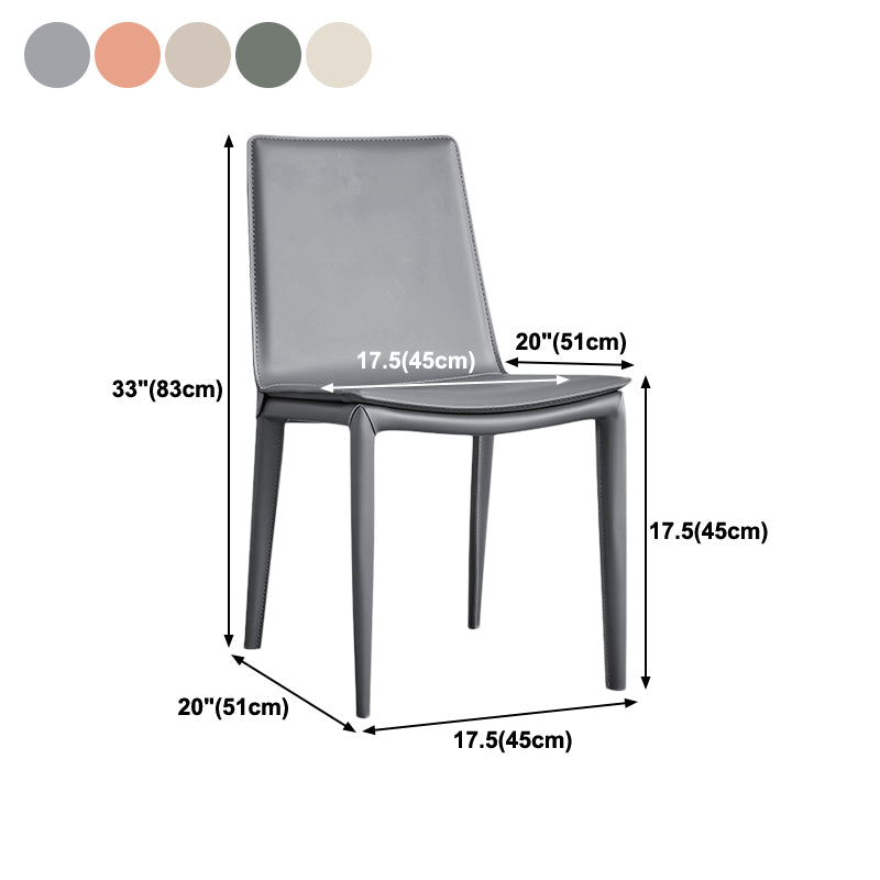 Designer Style Matte Finish Leather Side Chair Solid Back Home Dining Chair