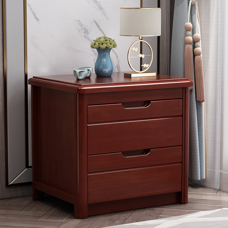 Contemporary Espresso Solid Wood Nightstand 20" Tall 2-Drawer Night Table