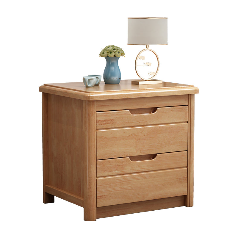 Contemporary Espresso Solid Wood Nightstand 20" Tall 2-Drawer Night Table