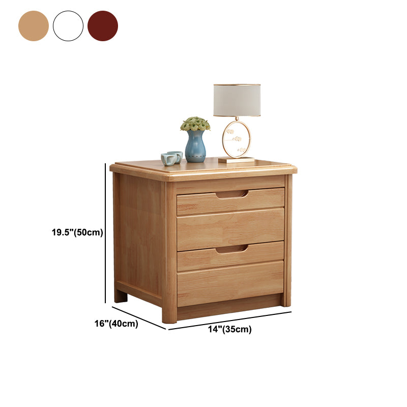 Contemporary Espresso Solid Wood Nightstand 20" Tall 2-Drawer Night Table