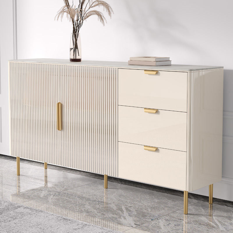 Stone Top Modern Sideboard Table 3-Drawer Sideboard for Home