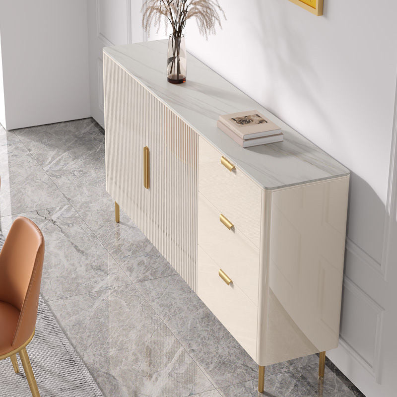 Stone Top Modern Sideboard Table 3-Drawer Sideboard for Home