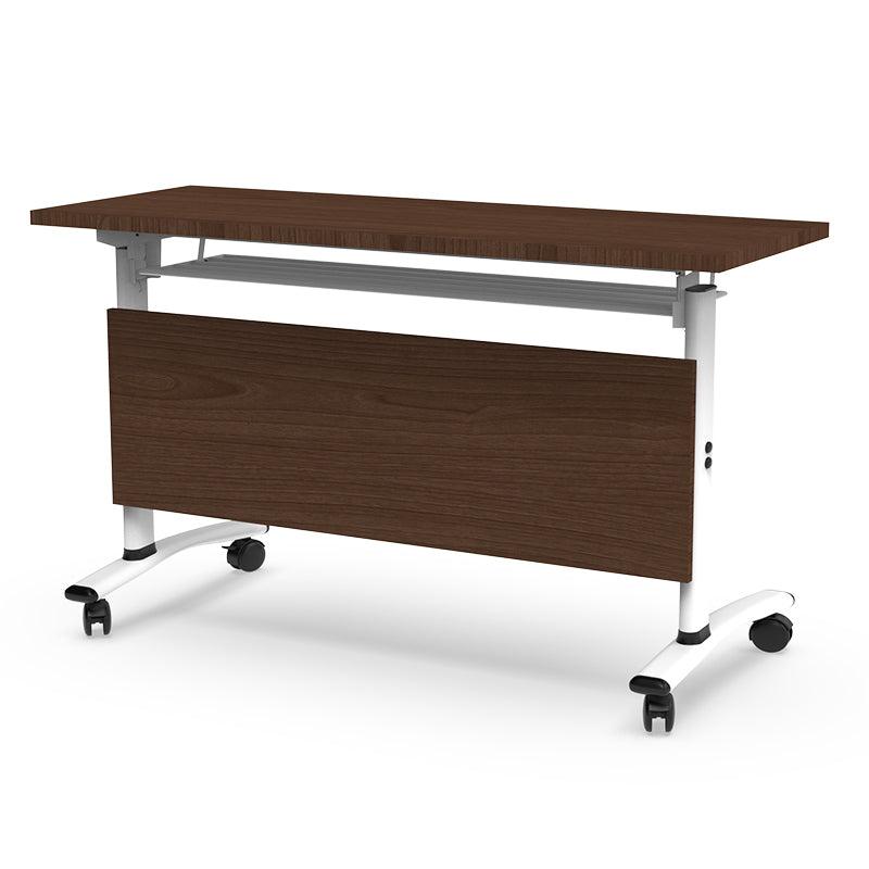 Contemporary Office Desk with Wheels Brown Manufactured Wood Rectangular Desk