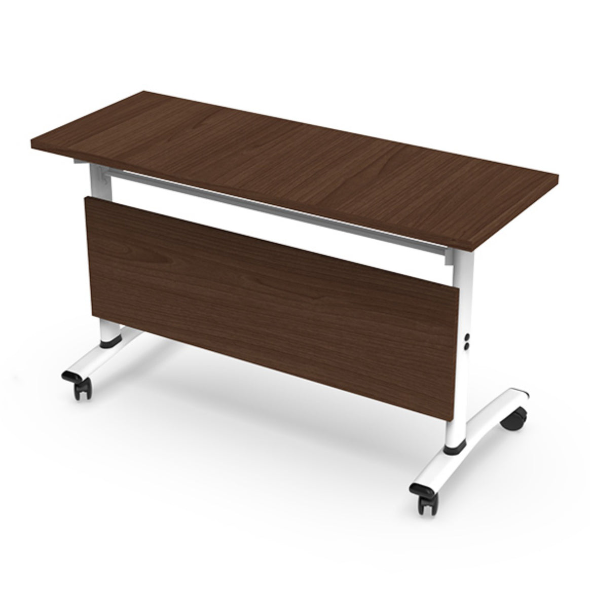 Contemporary Office Desk with Wheels Brown Manufactured Wood Rectangular Desk