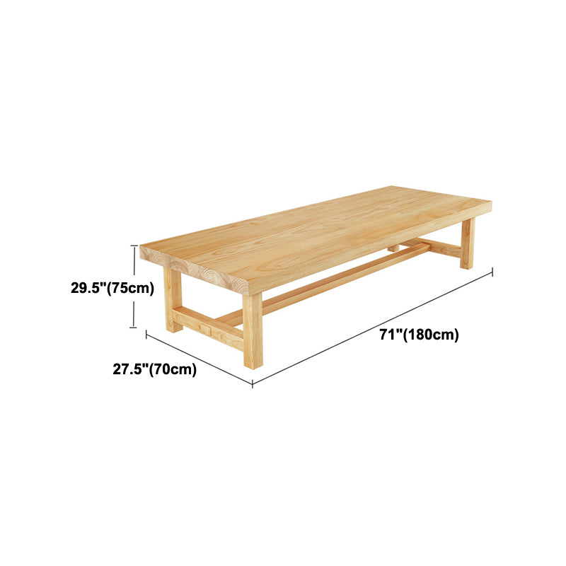 Contemporary Natural Pine Wood Desk Rectangle Wood Base Desk for Office