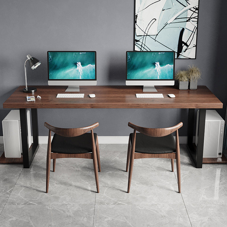 Contemporary Pine Wood Desk Rectangle Metal Base Desk for Office