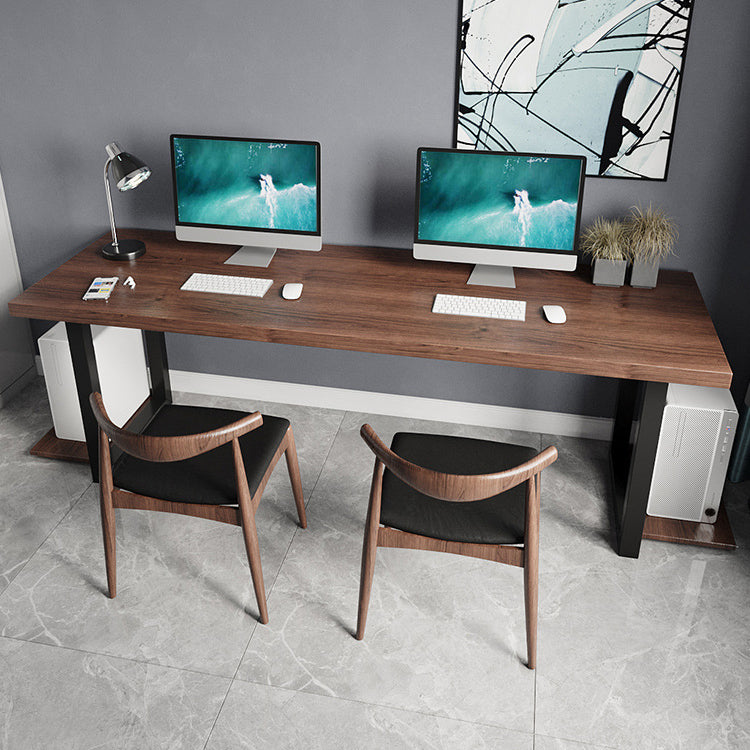 Contemporary Pine Wood Desk Rectangle Metal Base Desk for Office