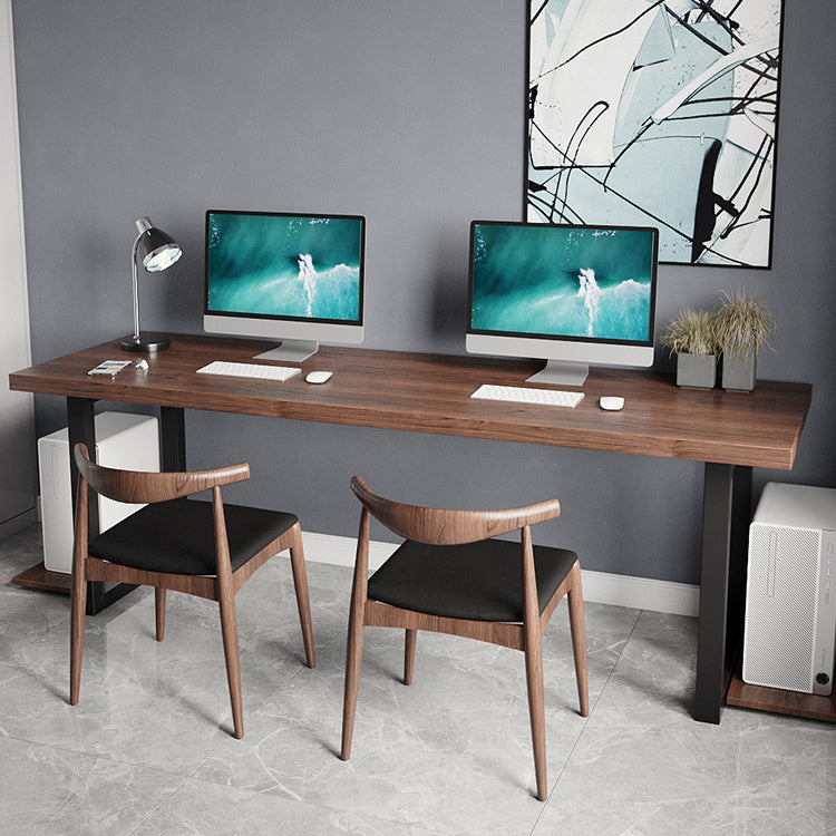 Contemporary Pine Wood Desk Rectangle Metal Base Desk for Office