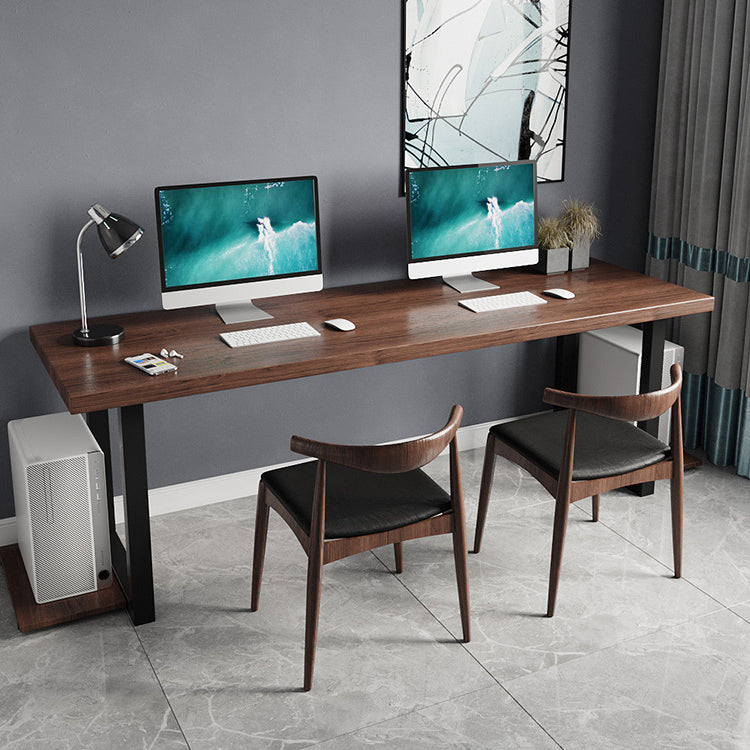 Contemporary Pine Wood Desk Rectangle Metal Base Desk for Office