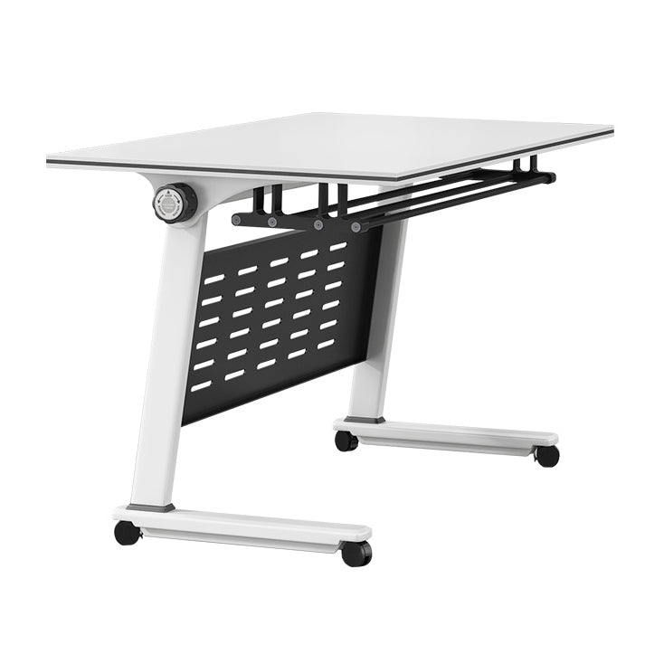 White Manufactured Wood Top Office Desk Modern Folding Desk with Wheels