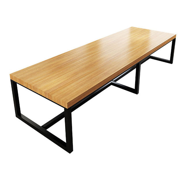 Contemporary Style Pine Wood Desk Rectangle Metal Base Desk for Office