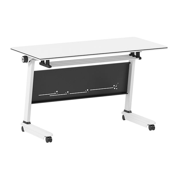 Contemporary Style Folding Office Desk with Wheels Manufactured Wood Top Desk