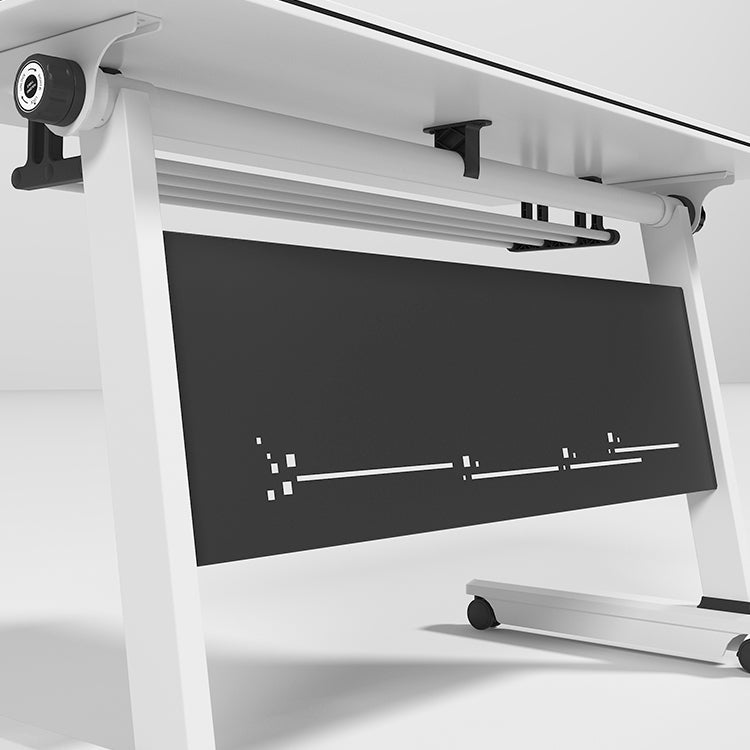 Contemporary Style Folding Office Desk with Wheels Manufactured Wood Top Desk