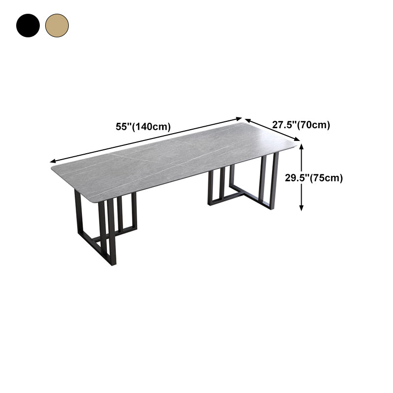 Modern Style Office Desk Sintered Stone Writing Desk with Metal Legs