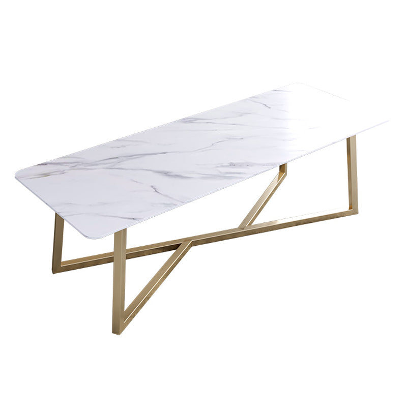 Modern Style Office Desk Artificial Marble Desk with Metal Base