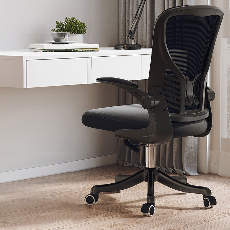 High Back Mesh Office Chair Height-adjustable Padded Arms Chair with Wheels