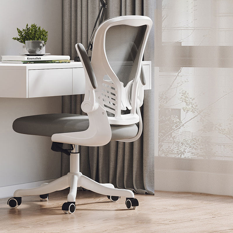 High Back Mesh Office Chair Height-adjustable Padded Arms Chair with Wheels