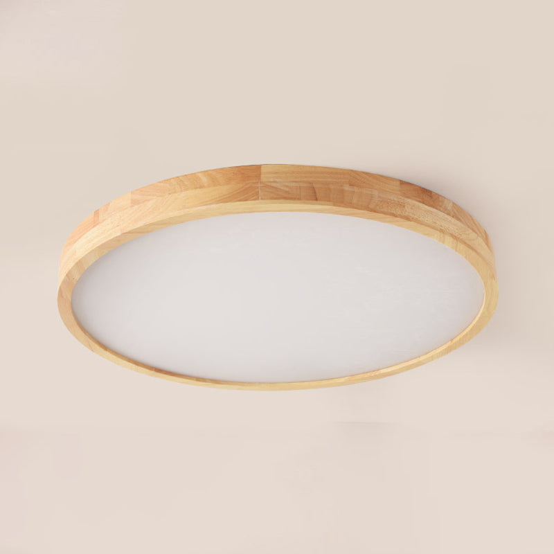 Simple Round Flush Mount Light Single Light Wood LED Ceiling Light