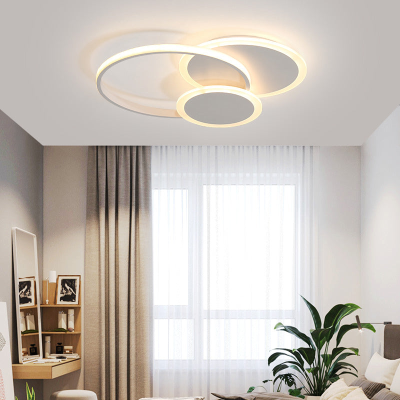 3-Light LED Flush Mount Modern Metal Circle Ceiling Mounted Fixture for Bedroom