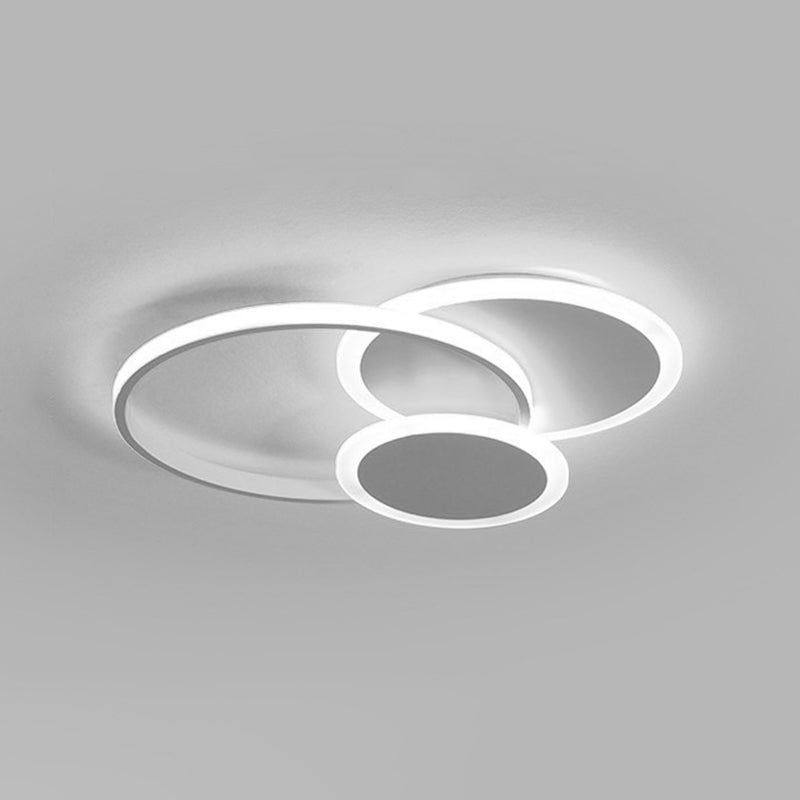 3-Light LED Flush Mount Modern Metal Circle Ceiling Mounted Fixture for Bedroom