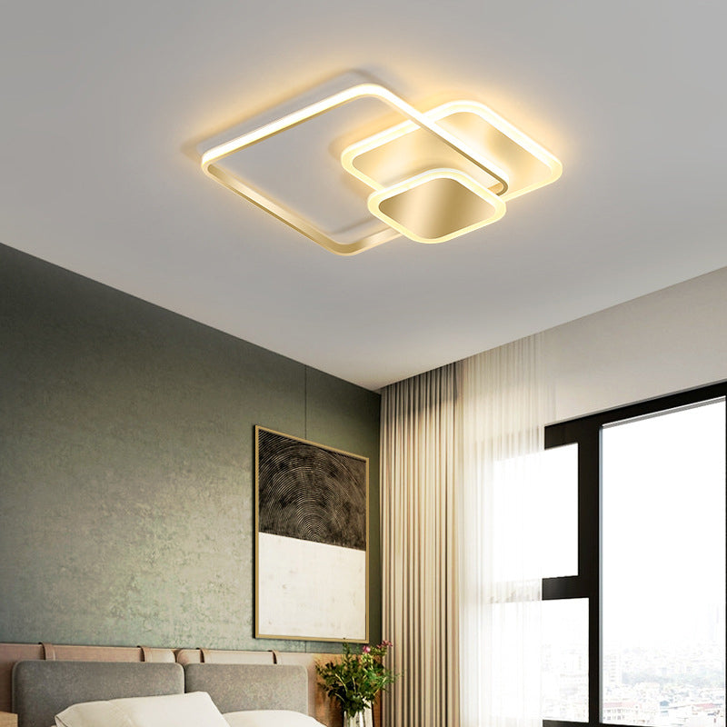 3-Light LED Flush Mount Modern Metal Circle Ceiling Mounted Fixture for Bedroom