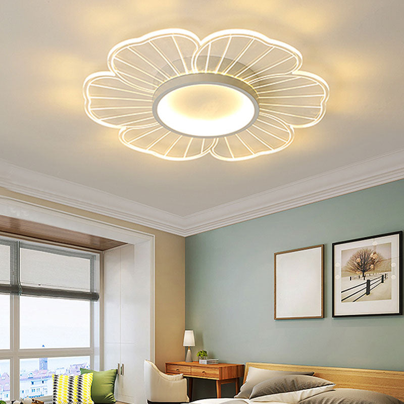 Modern Flower Shape Ceiling Fixture Metal Flush Light with Acrylic Shade for Living Room