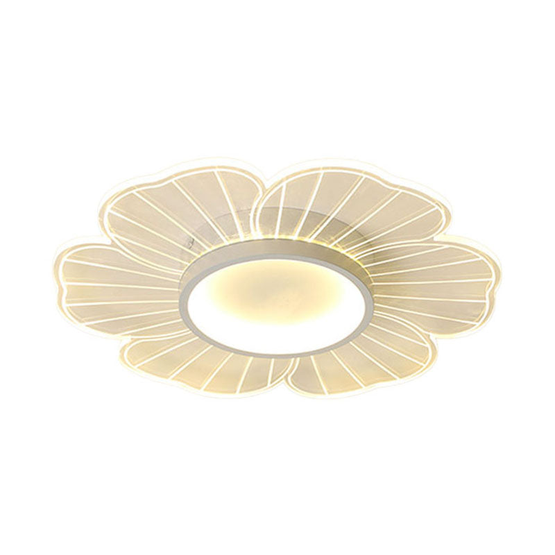 Modern Flower Shape Ceiling Fixture Metal Flush Light with Acrylic Shade for Living Room