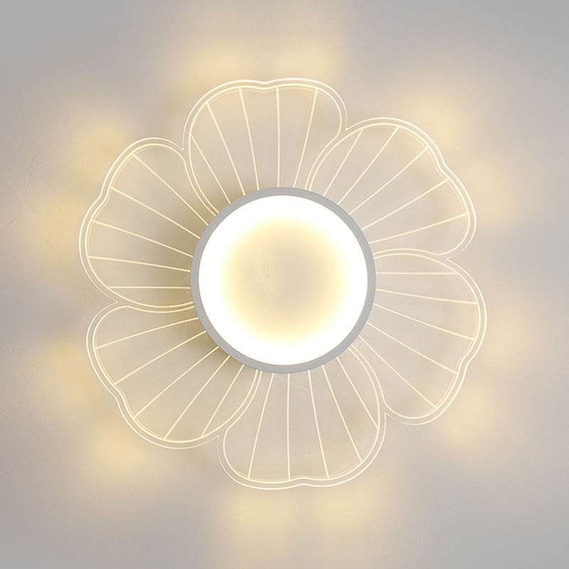 Modern Flower Shape Ceiling Fixture Metal Flush Light with Acrylic Shade for Living Room