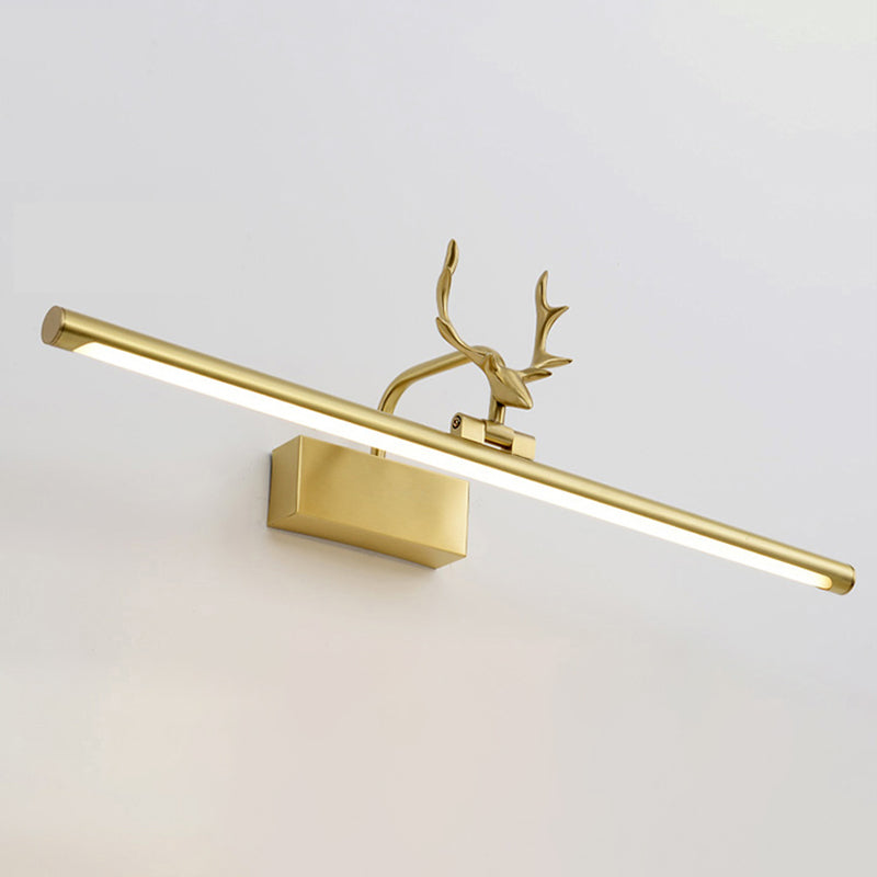 1-Light Linear Wall Lamps Modern Style Metal Vanity Lighting in Gold