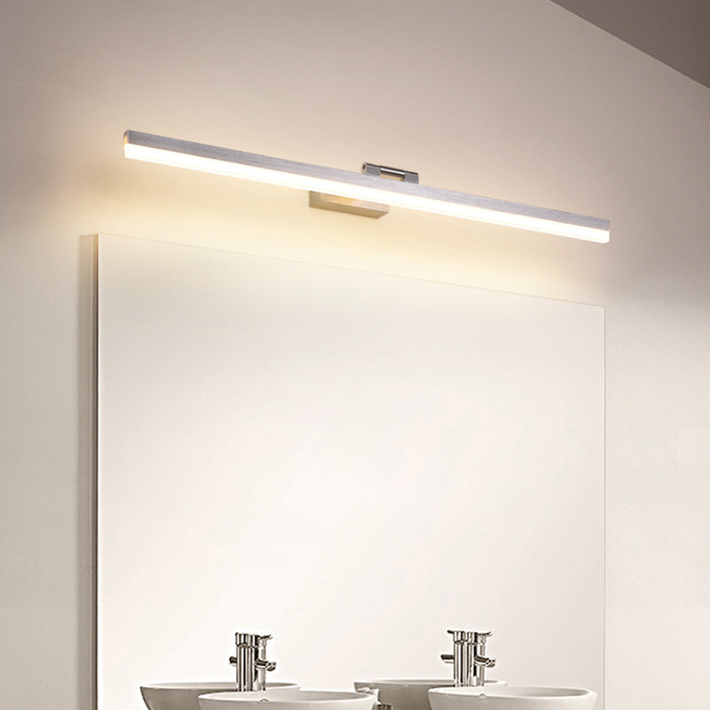 Modern Style Linear Wall Lamps Metal 1-Light Vanity Lighting in Silver