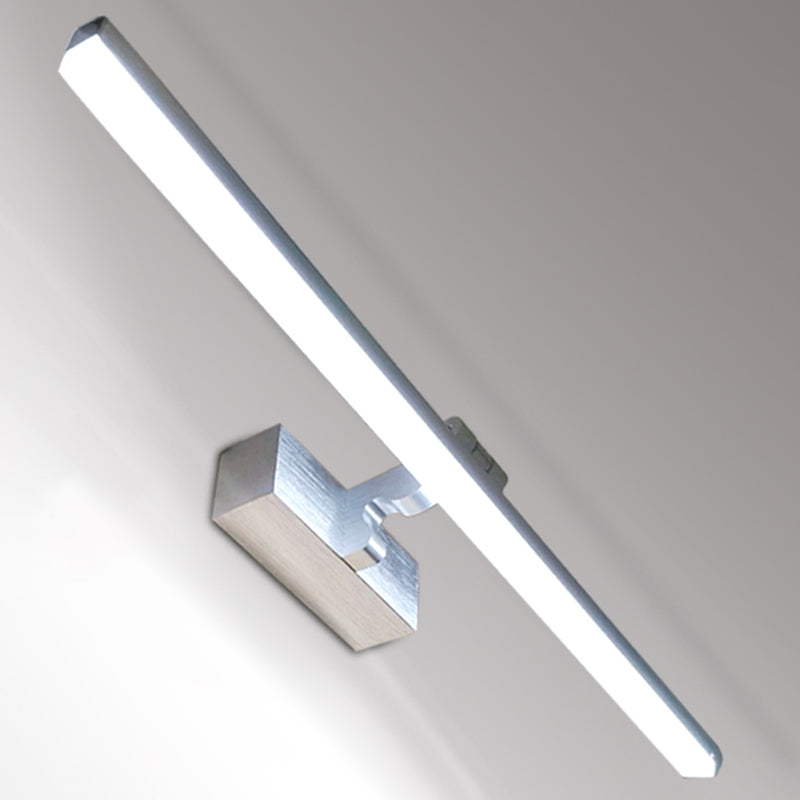 Modern Style Linear Wall Lamps Metal 1-Light Vanity Lighting in Silver