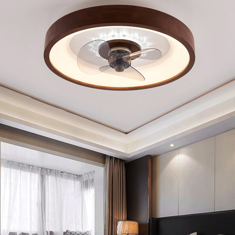 Nordic Style Ceiling Fan Lamp Circle LED Ceiling Fan Light with Acrylic Shade for Bedroom