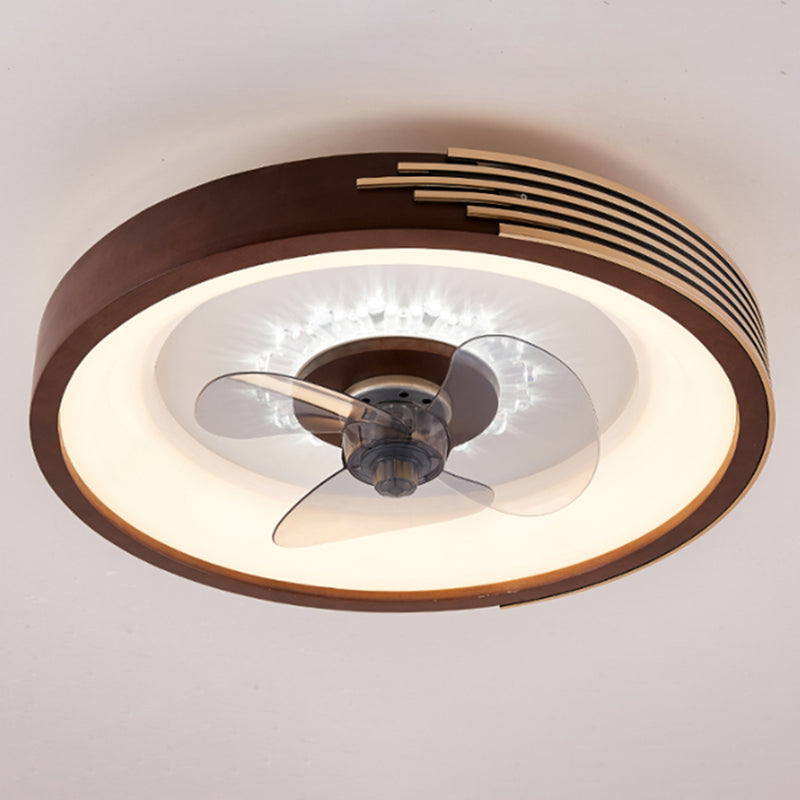 Nordic Style Ceiling Fan Lamp Circle LED Ceiling Fan Light with Acrylic Shade for Bedroom