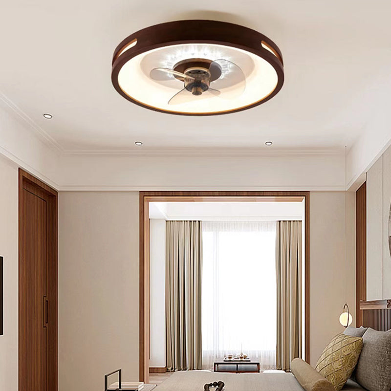 Nordic Style Ceiling Fan Lamp Circle LED Ceiling Fan Light with Acrylic Shade for Bedroom