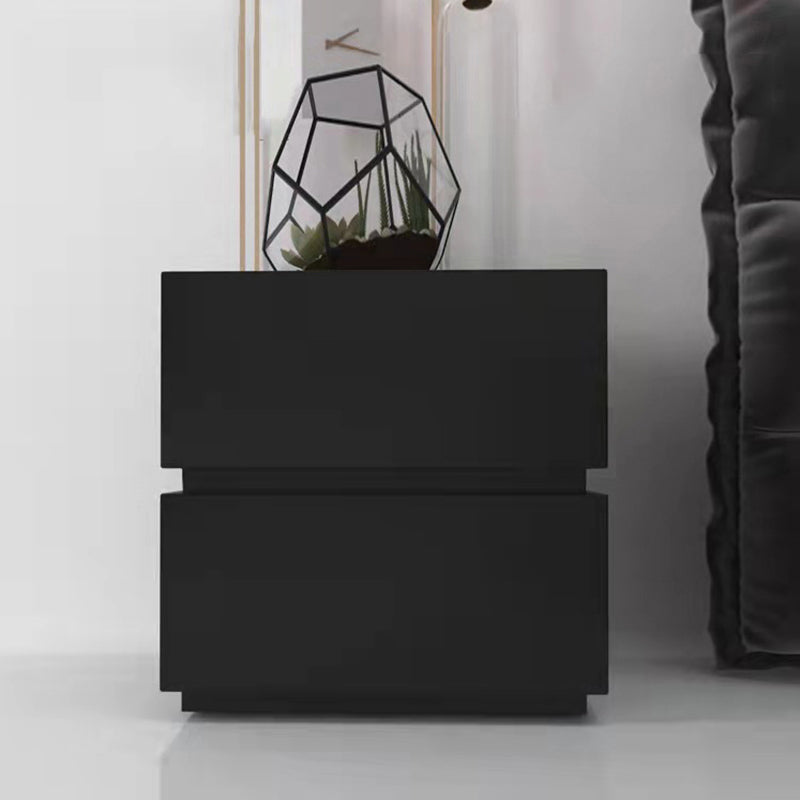 Modern 2-Drawer Nightstand 18-inch Tall Night Table in Gray/Black/White