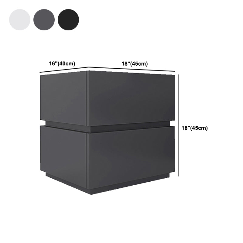 Modern 2-Drawer Nightstand 18-inch Tall Night Table in Gray/Black/White