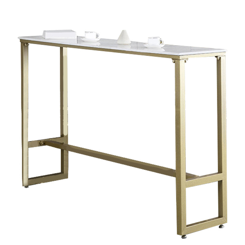 Stone Top Bar Counter White Traditional Luxury Bar Counter with Gold Base