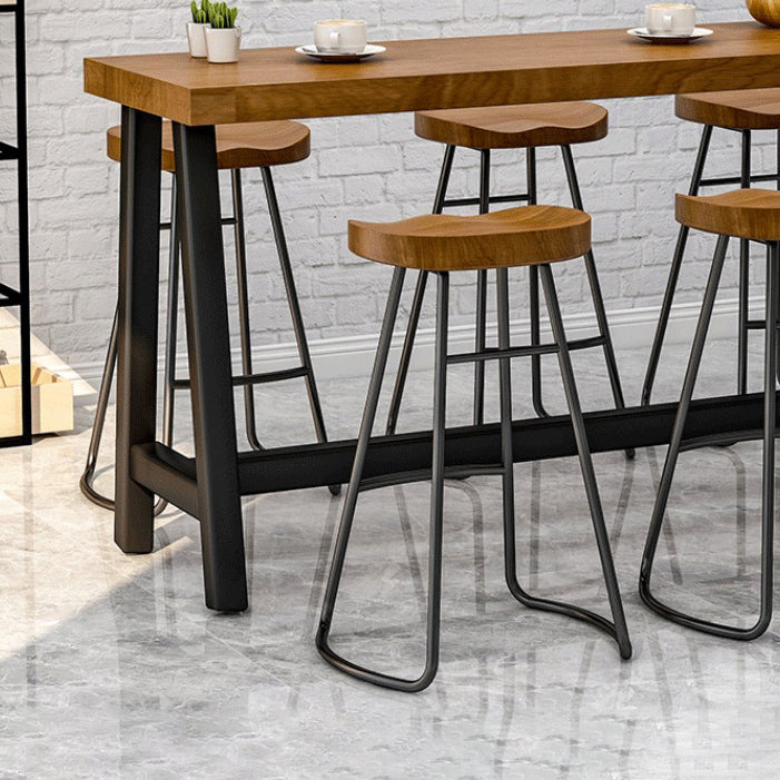 Industrial Trestle Bistro Accent Dining Table Rectangle Indoor Patio Bar Table